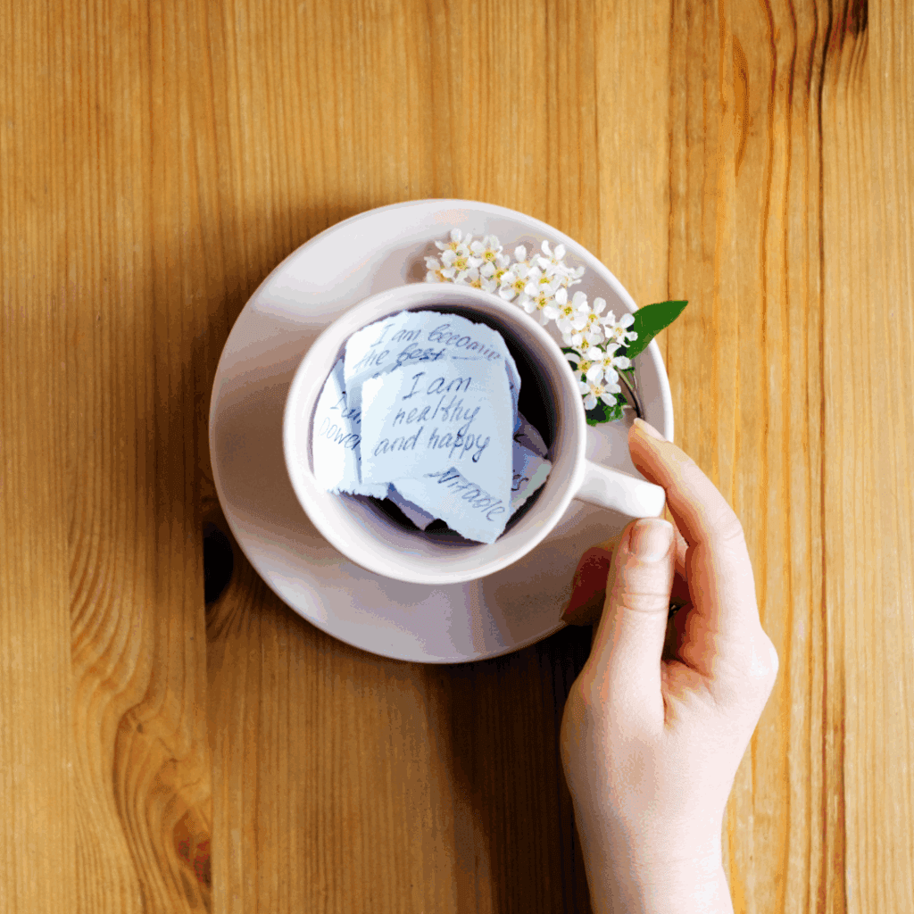 Cup Holding Positive Thoughts