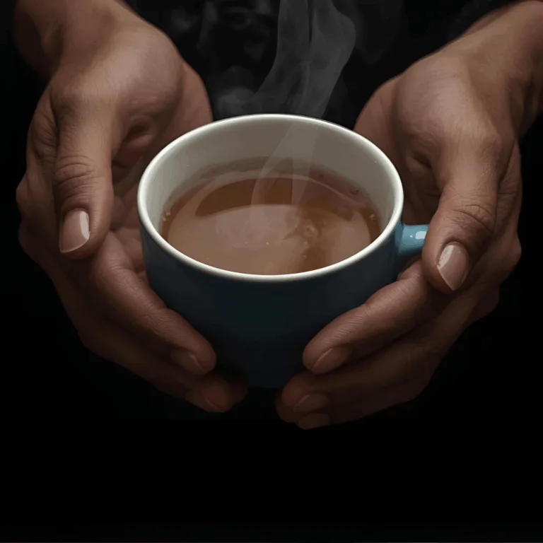 Hands holding hot tea