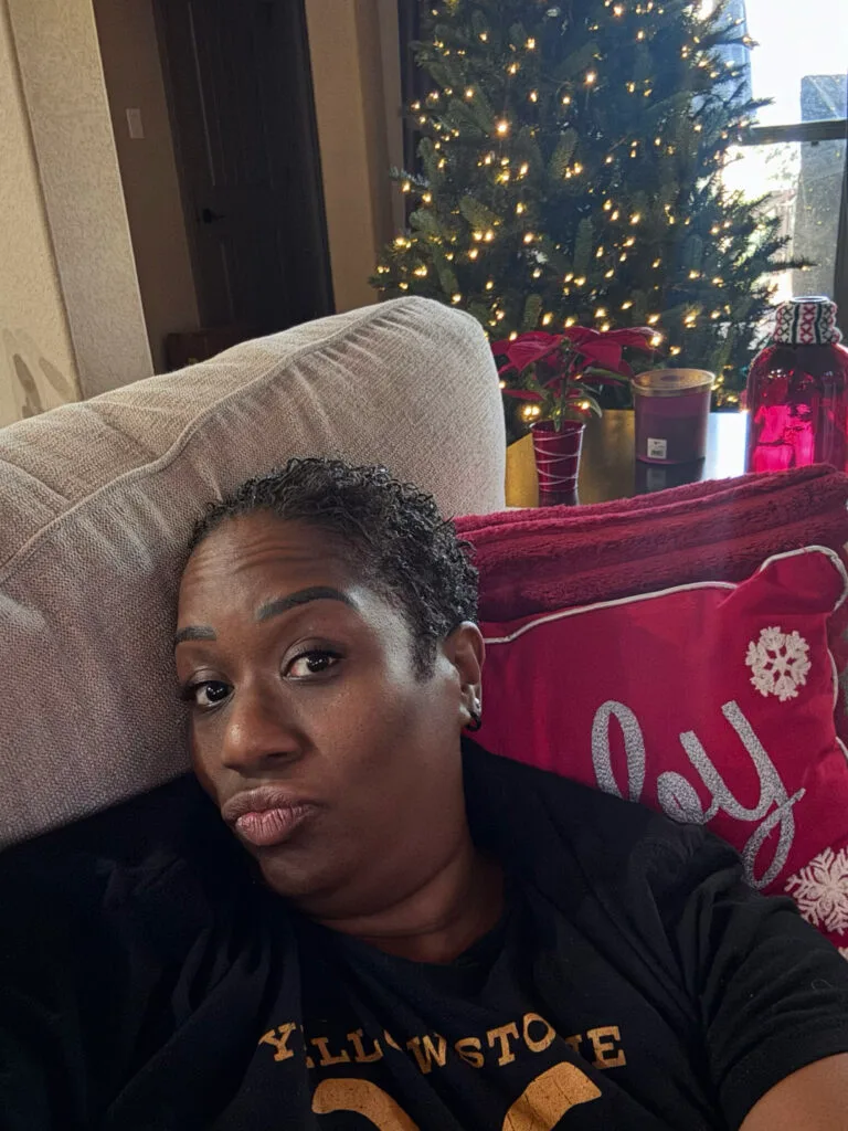 me on the couch at christmas